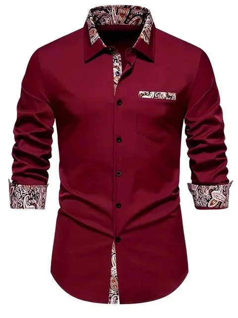 Casual Long-sleeve Stretch-fabric Business Mens Shirt — image 7