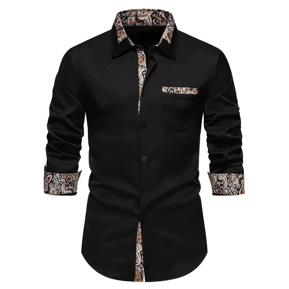 Casual Long-sleeve Stretch-fabric Business Mens Shirt — image 1