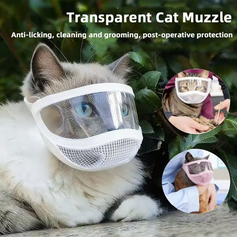 Cat Anti Bite Muzzle Transparent Breathable Mesh For Grooming Nail Trimming Bathing… — image 4