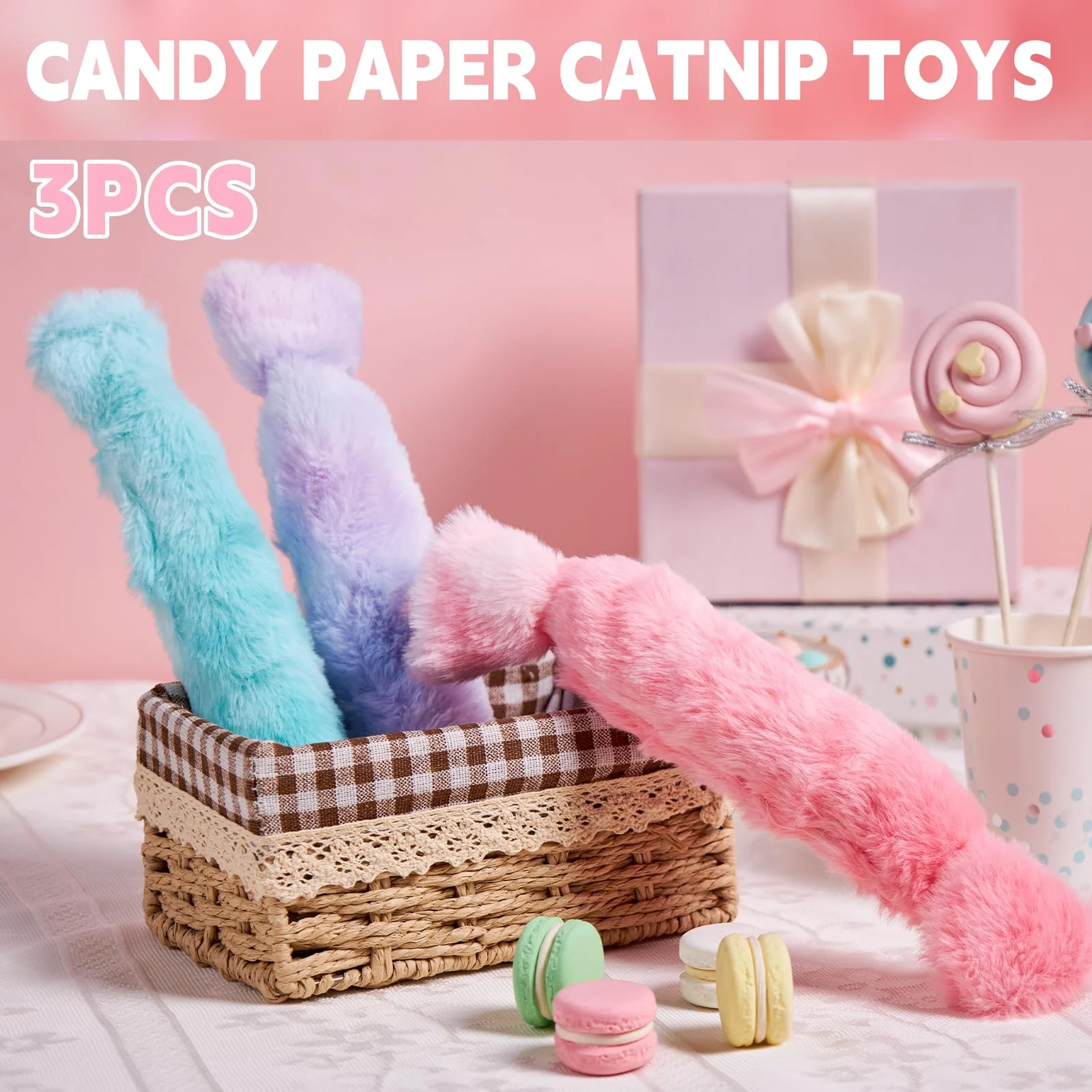 Cat Kicker Toy 3pcs, Candy Shape Catnip Toys For Cats With Crinkle Paper. Indoor… — image 2