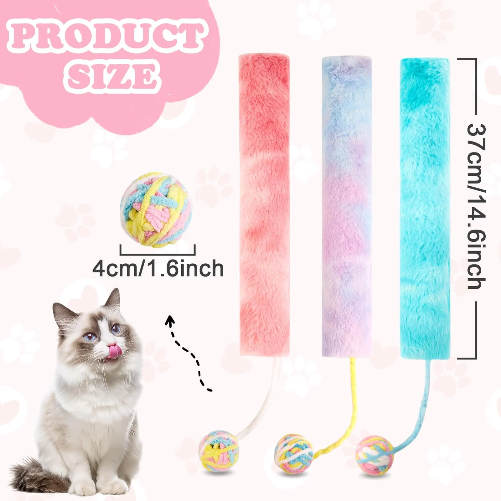 Cat Kicker Toy Large 3pcs, Catnip Toys With Bell Interactive Kitten For Indoor Cats 14.6in — image 5