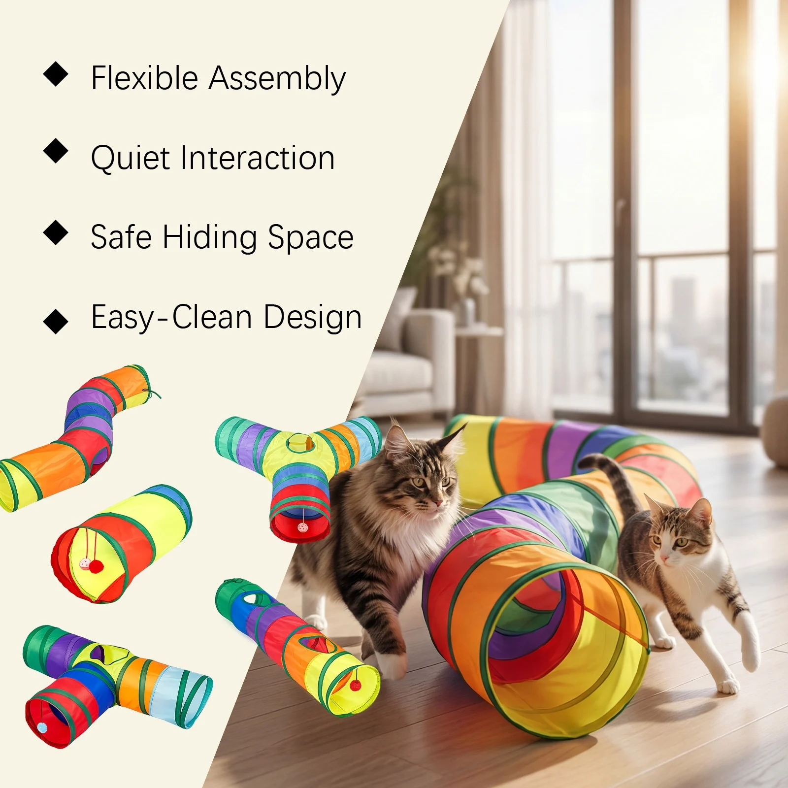 Cat Rainbow Tunnel Toy Double-head Through Lightweight Folding Easy To Receiver Pet… — image 7