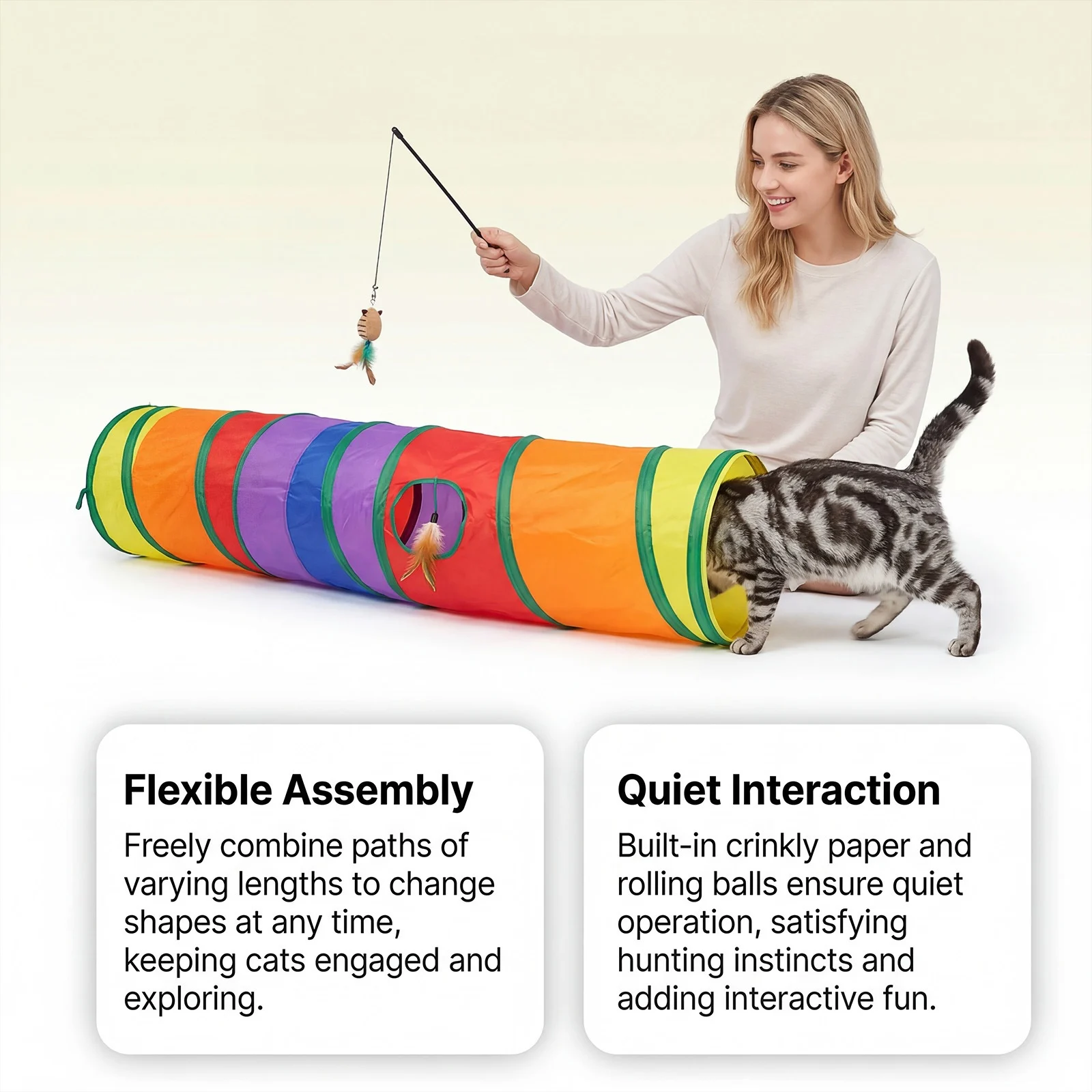 Cat Rainbow Tunnel Toy Double-head Through Lightweight Folding Easy To Receiver Pet… — image 8