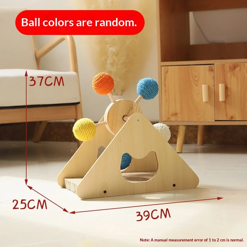 Cat Scratching Board, Solid Wood Turntable Toy, Hemp Rope Claw Sharpening Ball,… — image 6