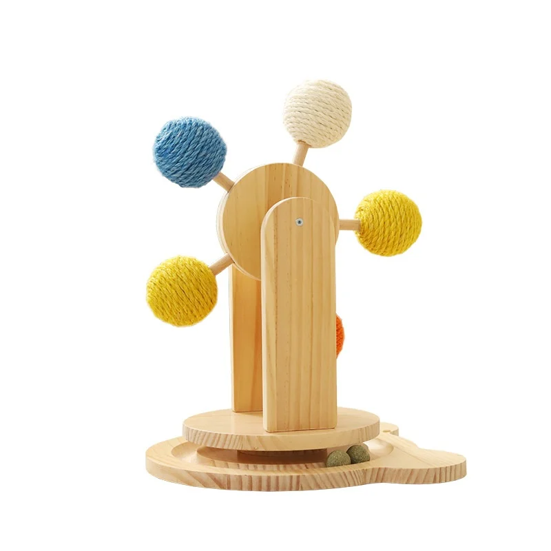 Cat Scratching Board, Solid Wood Turntable Toy, Hemp Rope Claw Sharpening Ball,… — image 8