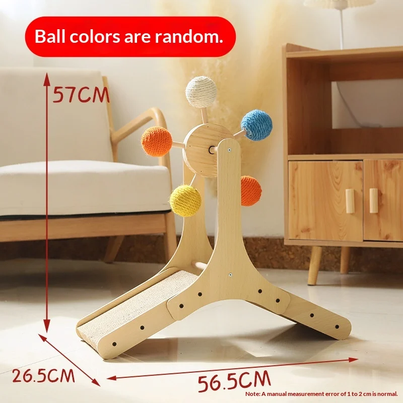 Cat Scratching Board, Solid Wood Turntable Toy, Hemp Rope Claw Sharpening Ball,… — image 7