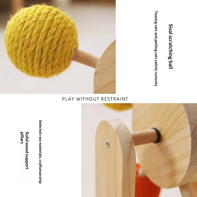 Cat Scratching Board, Solid Wood Turntable Toy, Hemp Rope Claw Sharpening Ball,… — image 2