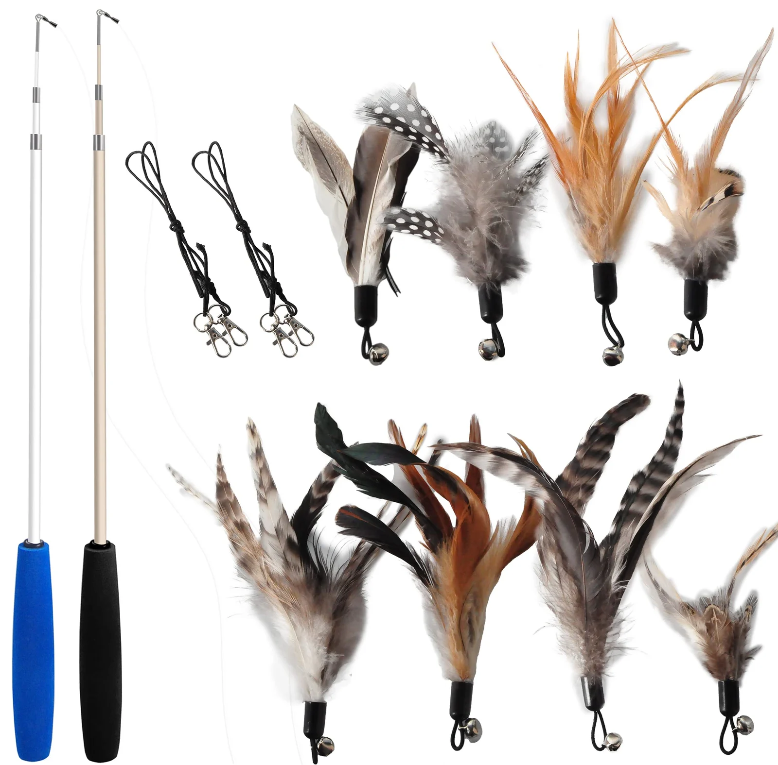 Cat Toys - No Chemical Dyeing Feather For Indoor Cats Include Wand And Natural Refills — image 2