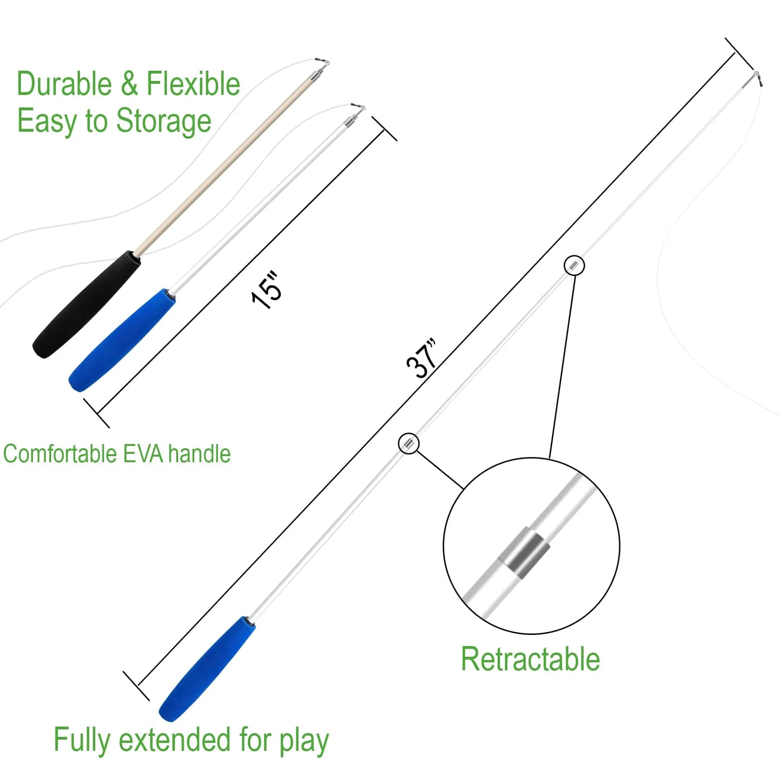 Cat Toys - No Chemical Dyeing Feather For Indoor Cats Include Wand And Natural Refills — image 3