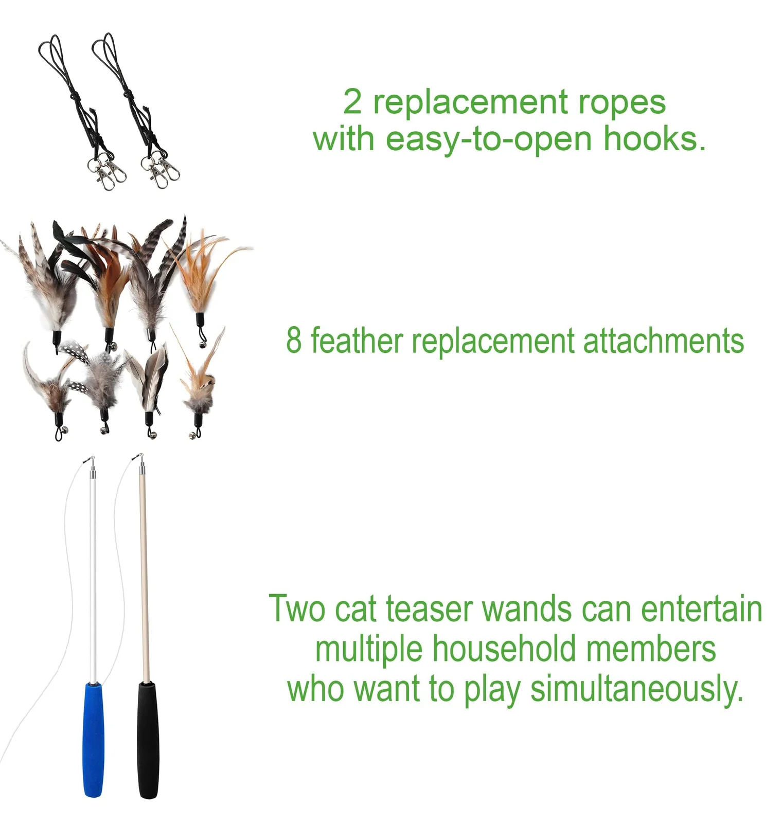 Cat Toys - No Chemical Dyeing Feather For Indoor Cats Include Wand And Natural Refills — image 7