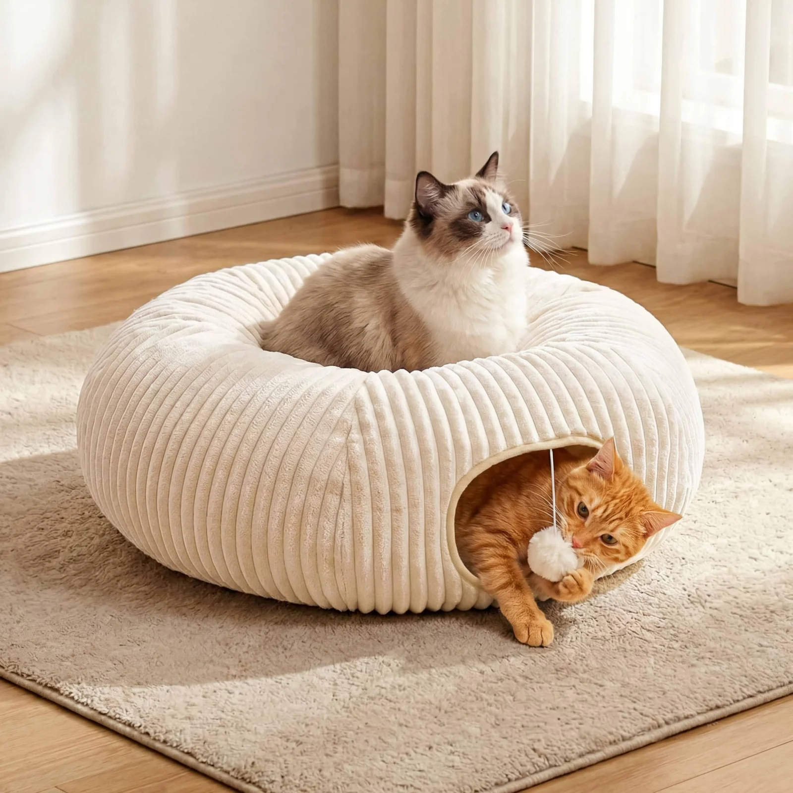 Cat Tunnel Bed With Interactive Toys, Tube Kitten Toys For Indoor Kittens, Collapsible… — image 8
