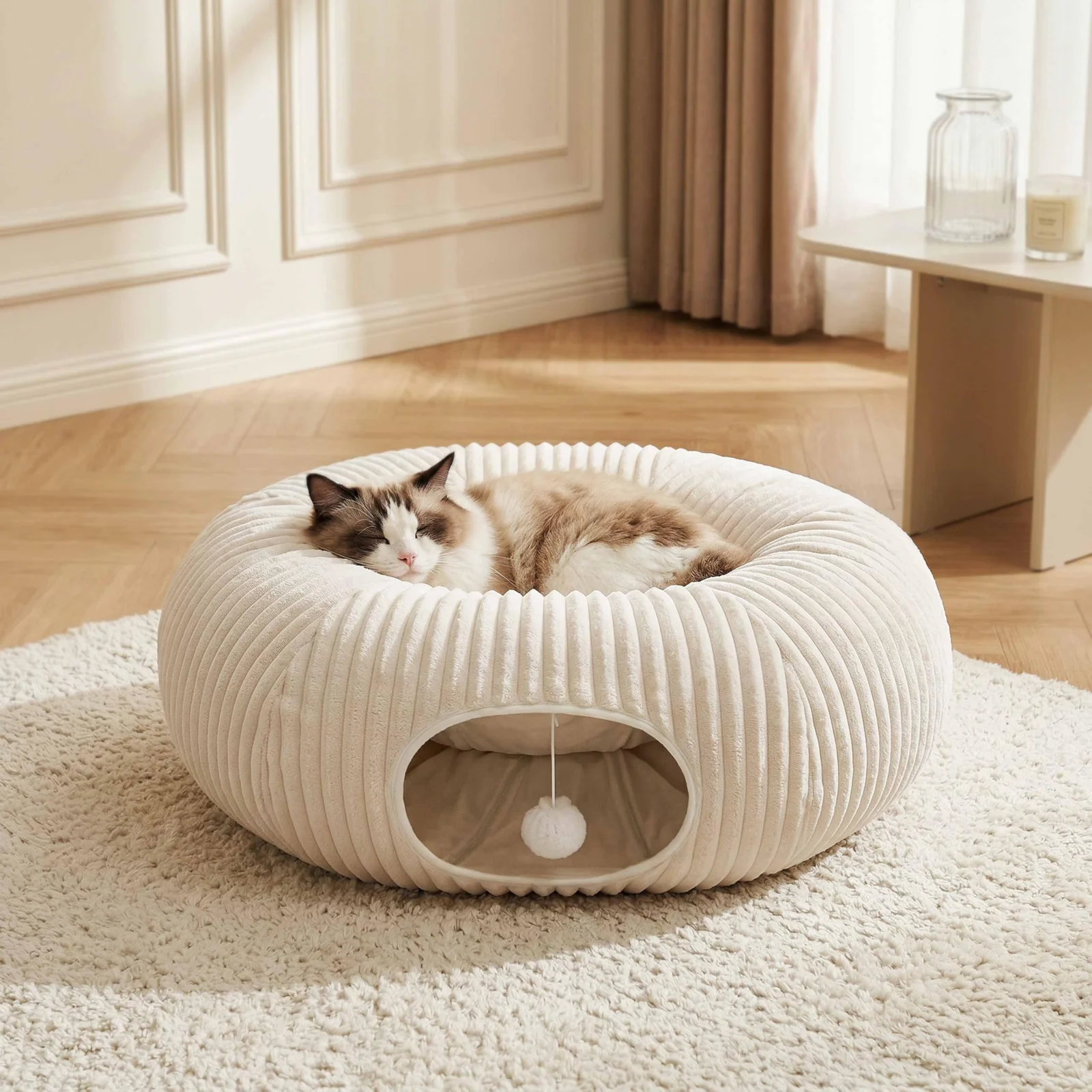 Cat Tunnel Bed With Interactive Toys, Tube Kitten Toys For Indoor Kittens, Collapsible… — image 2