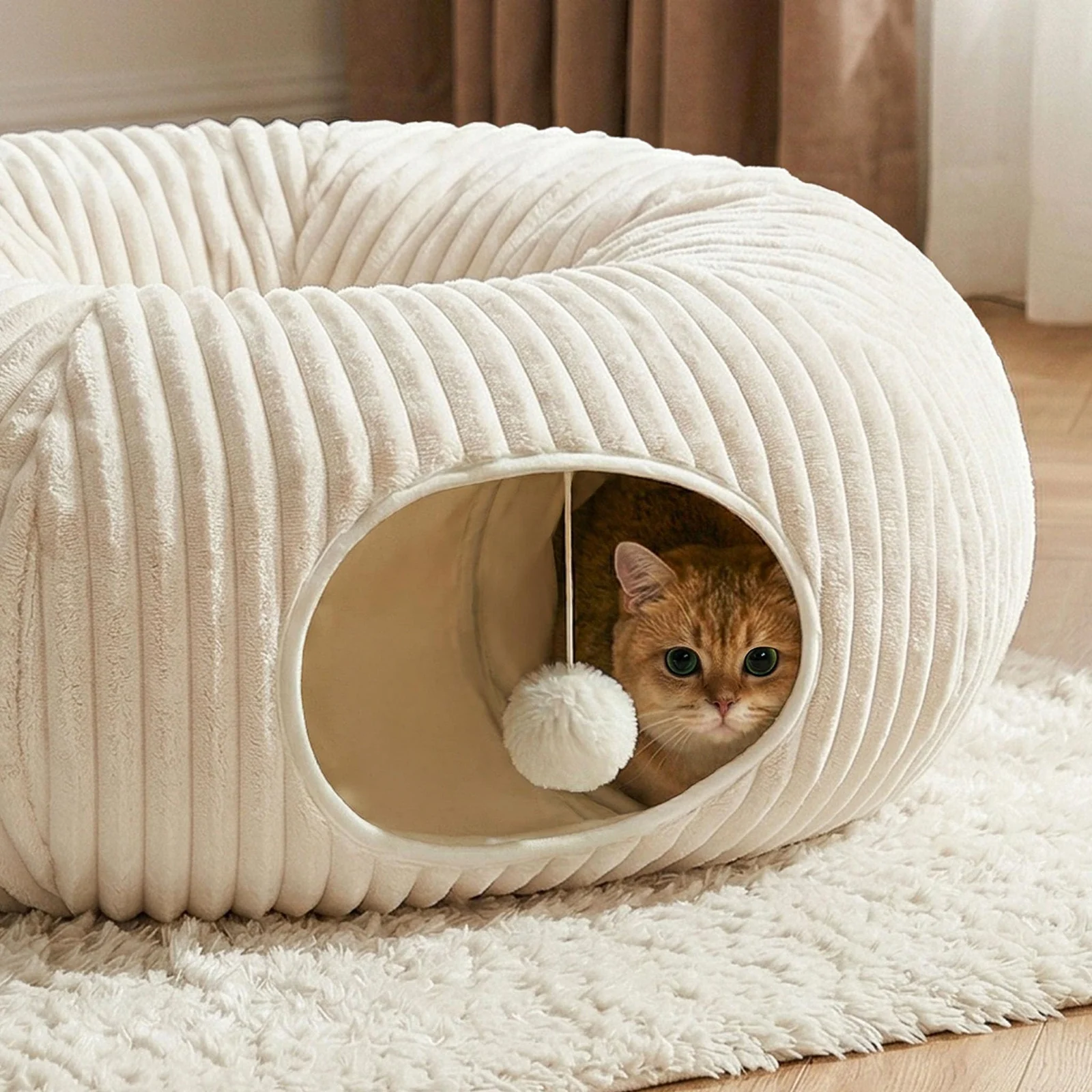 Cat Tunnel Bed With Interactive Toys, Tube Kitten Toys For Indoor Kittens, Collapsible… — image 6