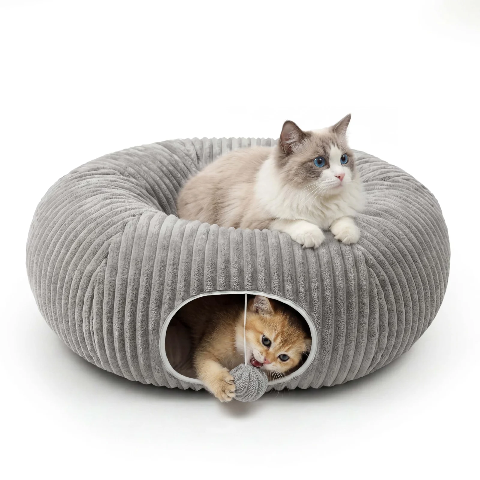 Cat Tunnel Bed With Interactive Toys, Tube Kitten Toys For Indoor Kittens, Collapsible… — image 3