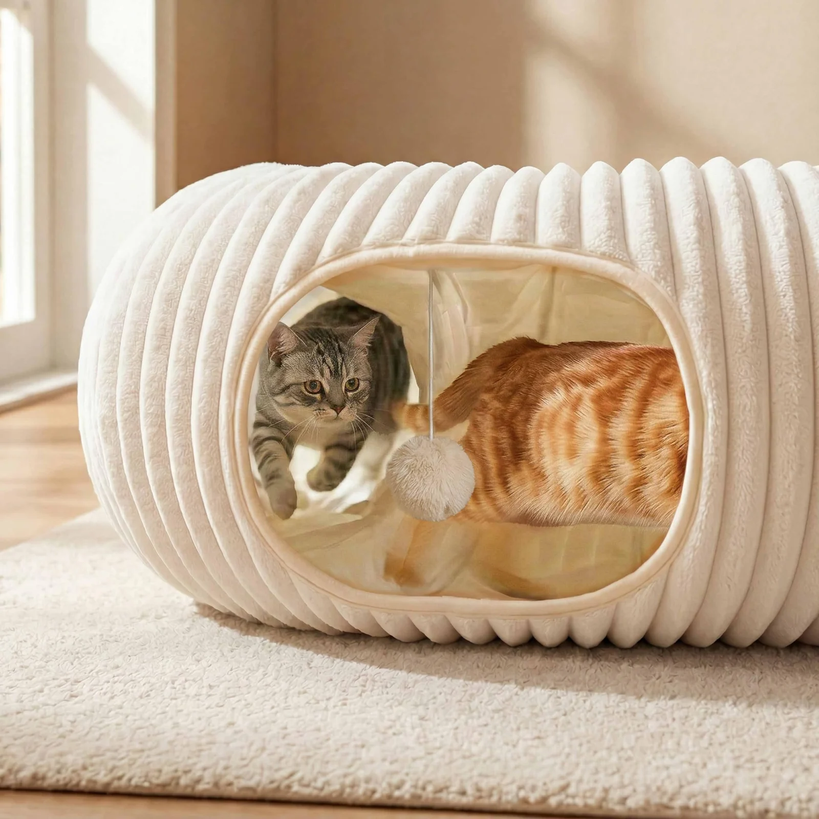 Cat Tunnel Bed With Interactive Toys, Tube Kitten Toys For Indoor Kittens, Collapsible… — image 5