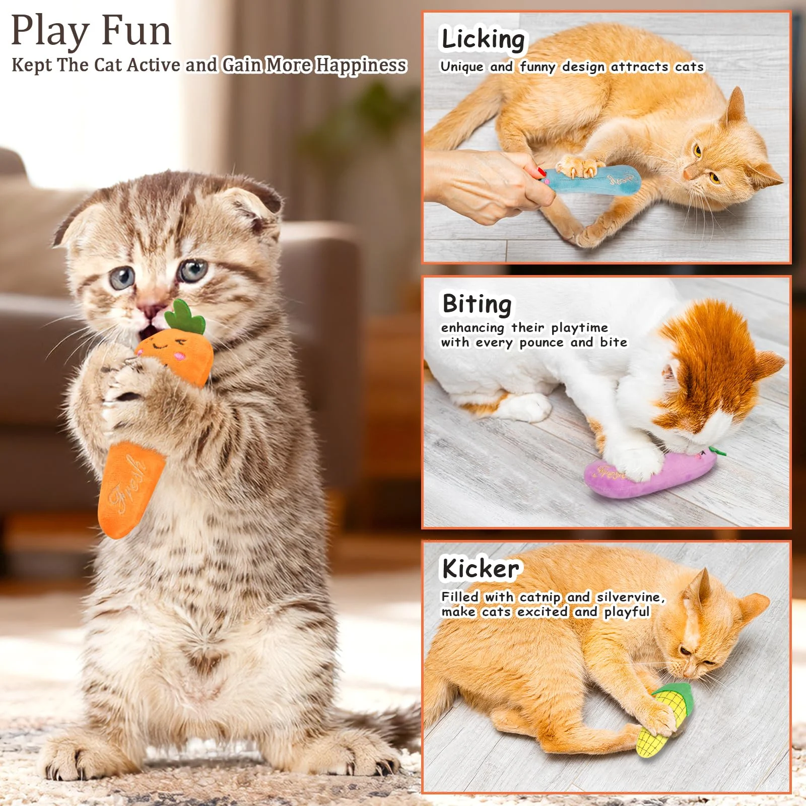 Catnip Cat Toys, 5 Pack, Plush Toys For Indoor Cats Kitten, Interactive Nip Kitty… — image 2