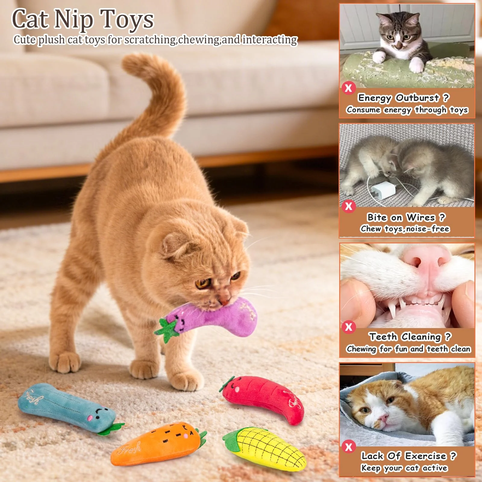 Catnip Cat Toys, 5 Pack, Plush Toys For Indoor Cats Kitten, Interactive Nip Kitty… — image 5