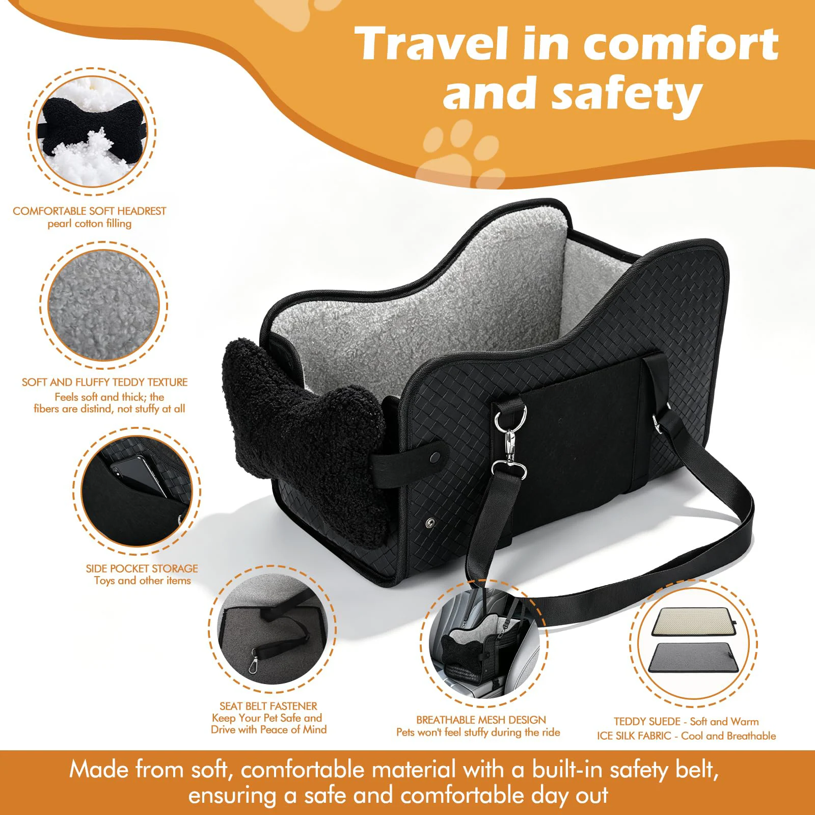 Center Console Dog Car Seat For Small Dogs, Booster To 15lbs Portable Puppy With… — image 7