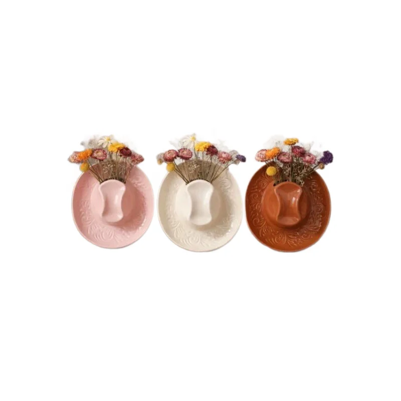 Ceramic Cowgirl Hat Hanging Vase — image 3
