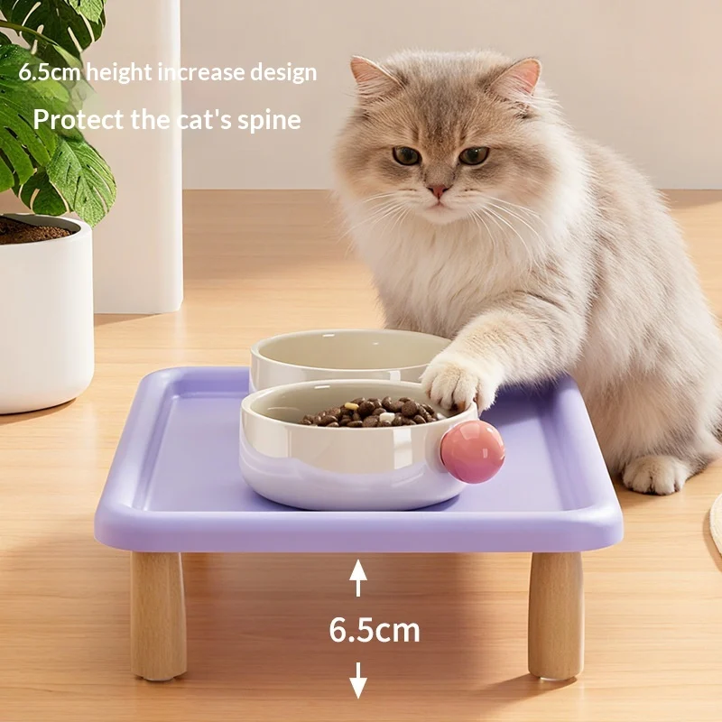 Ceramic Pet Raised Leak-proof Collar-supporting Food And Water Bowldining Table — image 8