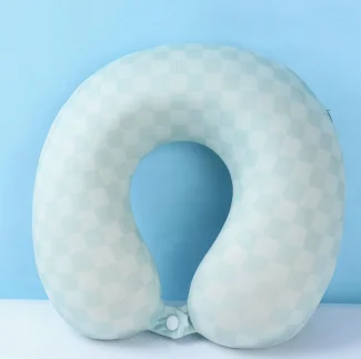 Checkerboard Memory Foam U Shaped Neck Pillow, Clip Closure Travel Pillow For Airplane… — image 3