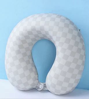 Checkerboard Memory Foam U Shaped Neck Pillow, Clip Closure Travel Pillow For Airplane… — image 2