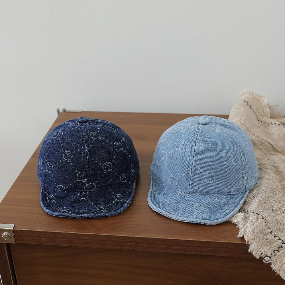 Children's Small Bear Polka Dot Jacquard Denim Baseball Cap, Baby-sized Soft Brimmed… — image 5