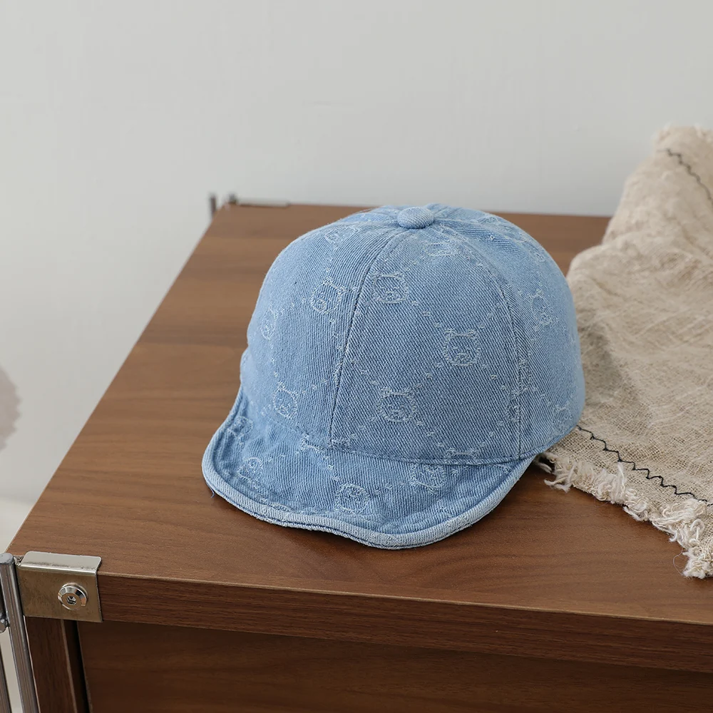 Children's Small Bear Polka Dot Jacquard Denim Baseball Cap, Baby-sized Soft Brimmed… — image 10