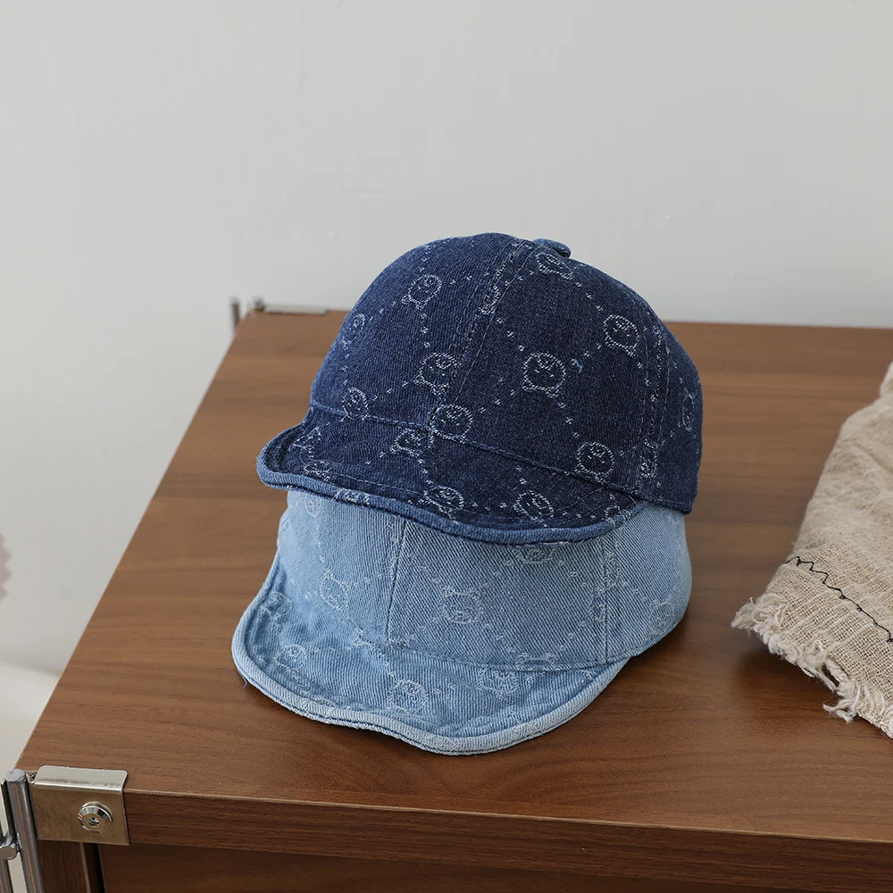 Children's Small Bear Polka Dot Jacquard Denim Baseball Cap, Baby-sized Soft Brimmed… — image 4