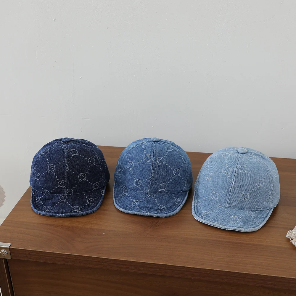 Children's Small Bear Polka Dot Jacquard Denim Baseball Cap, Baby-sized Soft Brimmed… — image 6