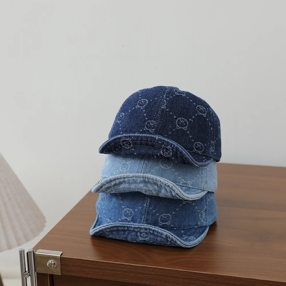 Children's Small Bear Polka Dot Jacquard Denim Baseball Cap, Baby-sized Soft Brimmed… — image 2