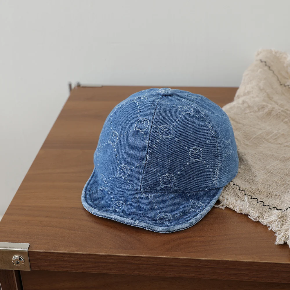 Children's Small Bear Polka Dot Jacquard Denim Baseball Cap, Baby-sized Soft Brimmed… — image 9