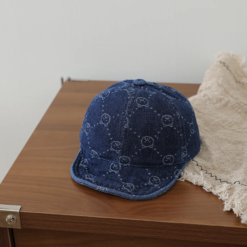 Children's Small Bear Polka Dot Jacquard Denim Baseball Cap, Baby-sized Soft Brimmed… — image 3