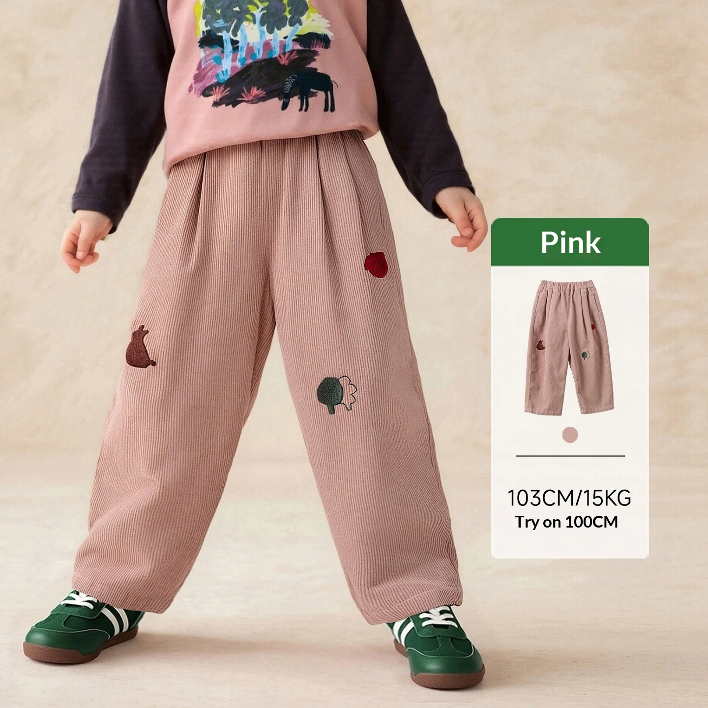 Childrens Corduroy Casual Pants With Embroidered Patterns Fashionable Kids Trousers — image 8