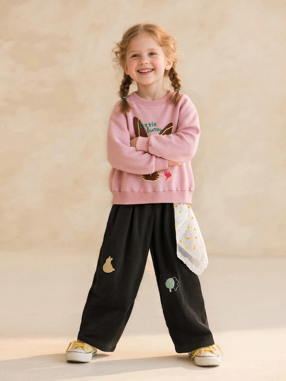 Childrens Corduroy Casual Pants With Embroidered Patterns Fashionable Kids Trousers — image 2