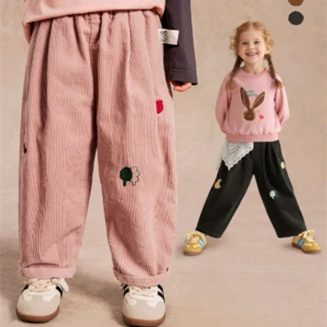 Childrens Corduroy Casual Pants With Embroidered Patterns Fashionable Kids Trousers — image 6