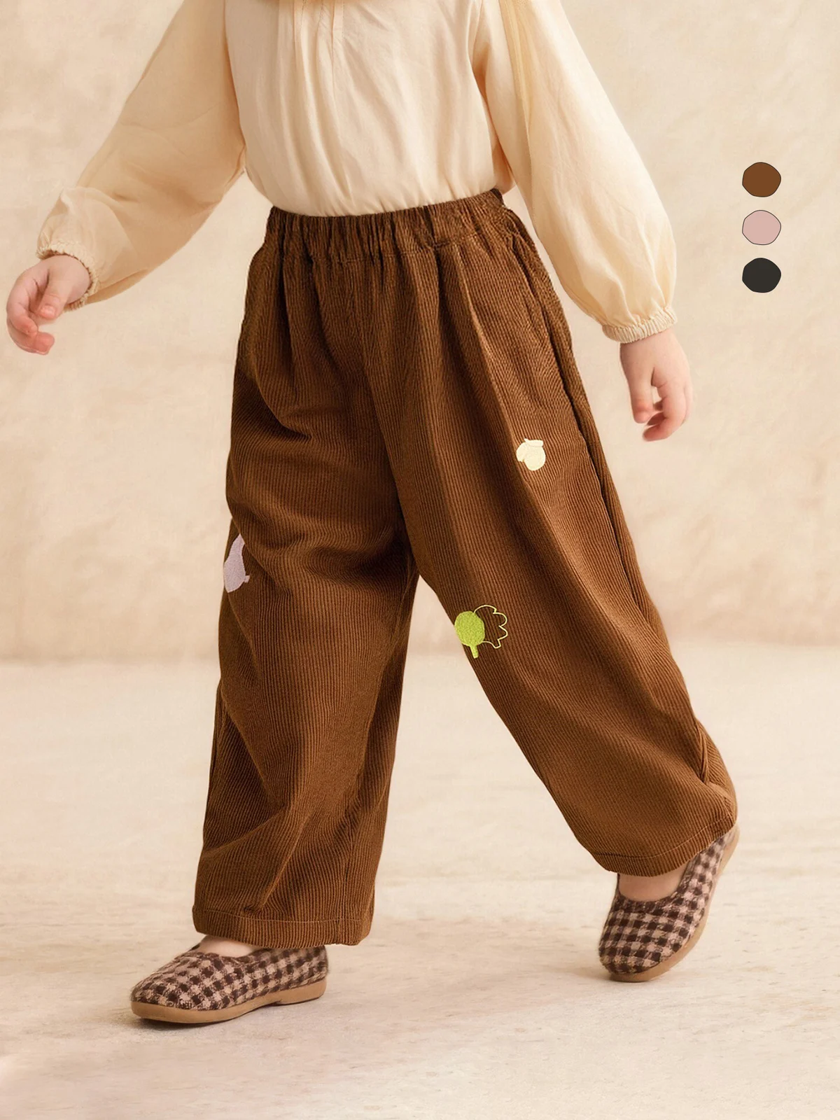 Childrens Corduroy Casual Pants With Embroidered Patterns Fashionable Kids Trousers — image 7