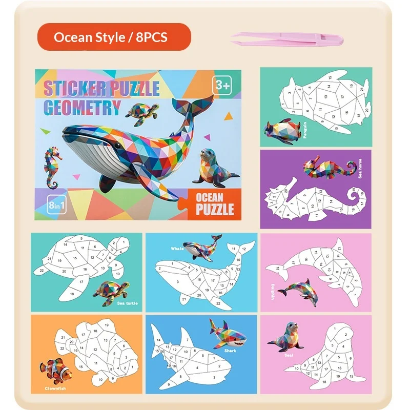 Childrens Handmade 3D Geometric Stereo Sticker Collage — image 5
