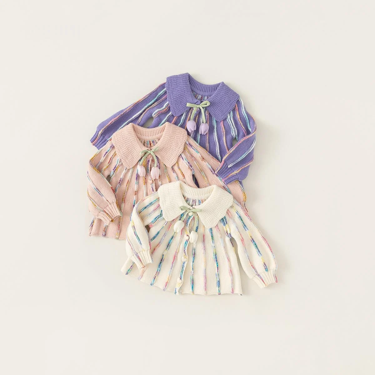Childrens Knitted Coat Lapel Baby Sweater Cardigan — image 5