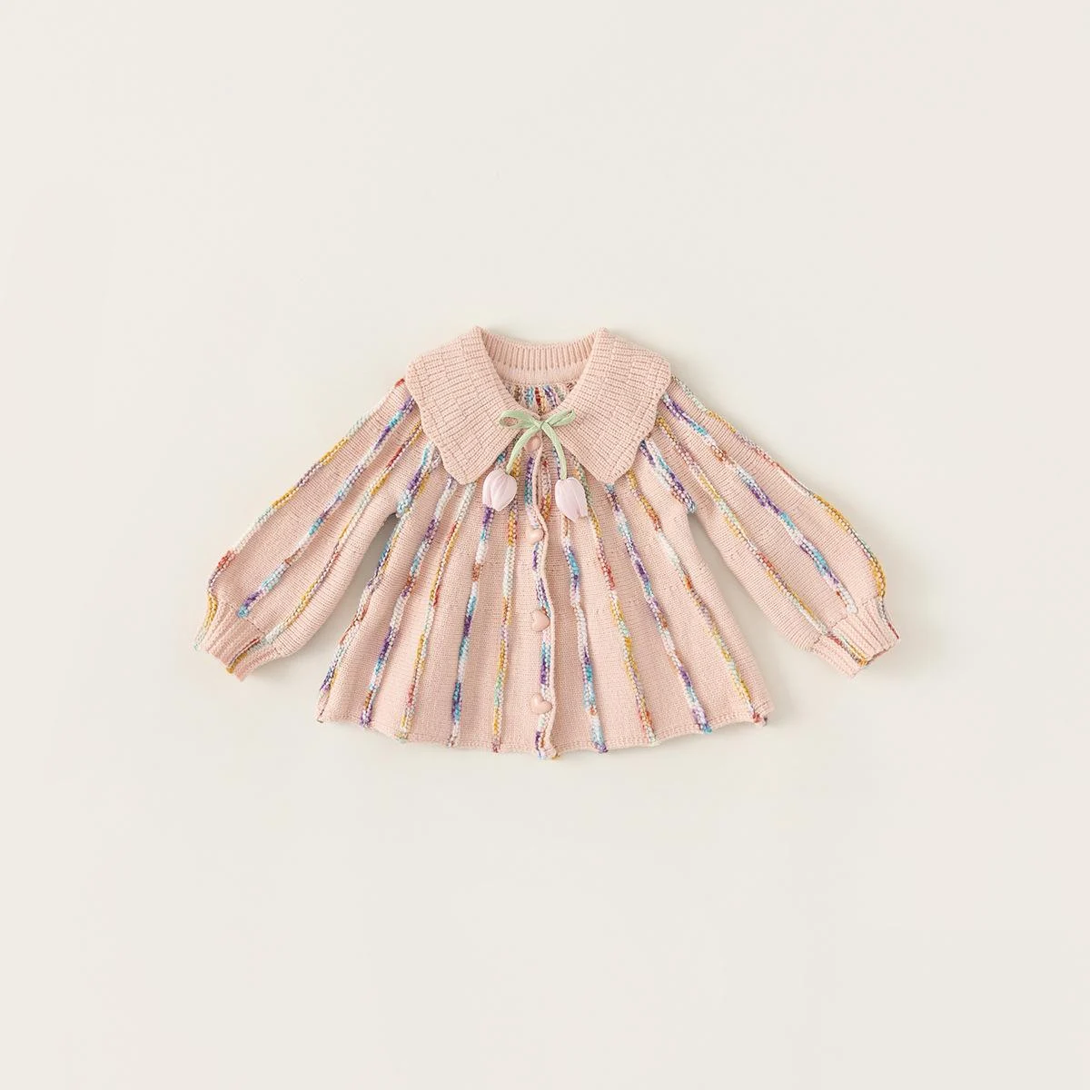 Childrens Knitted Coat Lapel Baby Sweater Cardigan — image 4