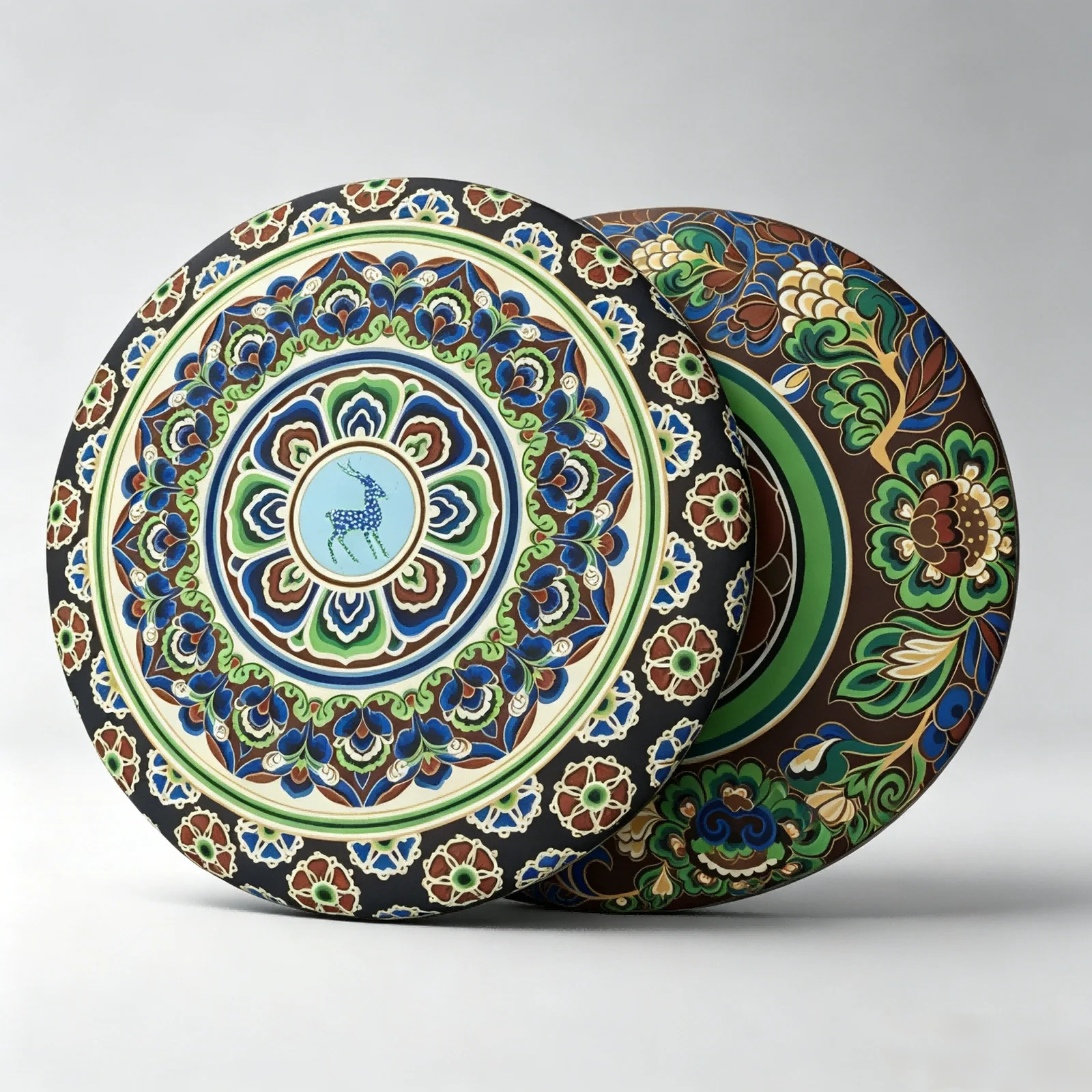 Chinese Traditional Dunhuang Algae Well Pattern Round Seat Cushion, Thick Padded… — image 3