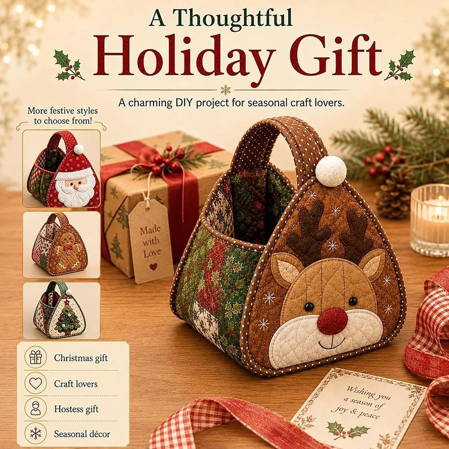 Christmas Character Quilted DIY Fabric Storage Basket Kit — image 7