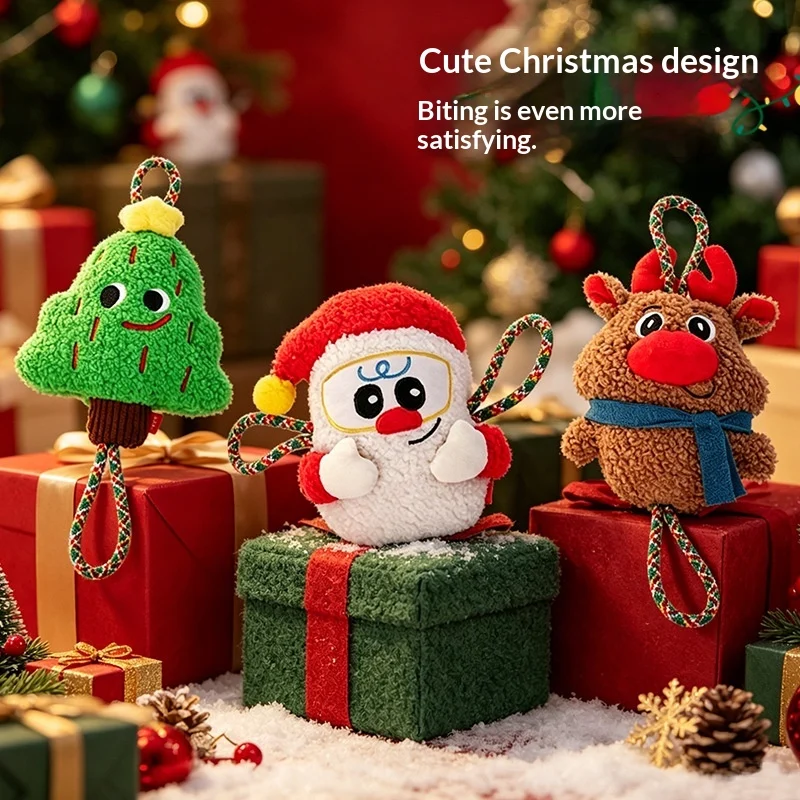 Christmas Dog Toy Self-amusing And Boredom-busting With A Chewable Knotted Rope That… — image 1