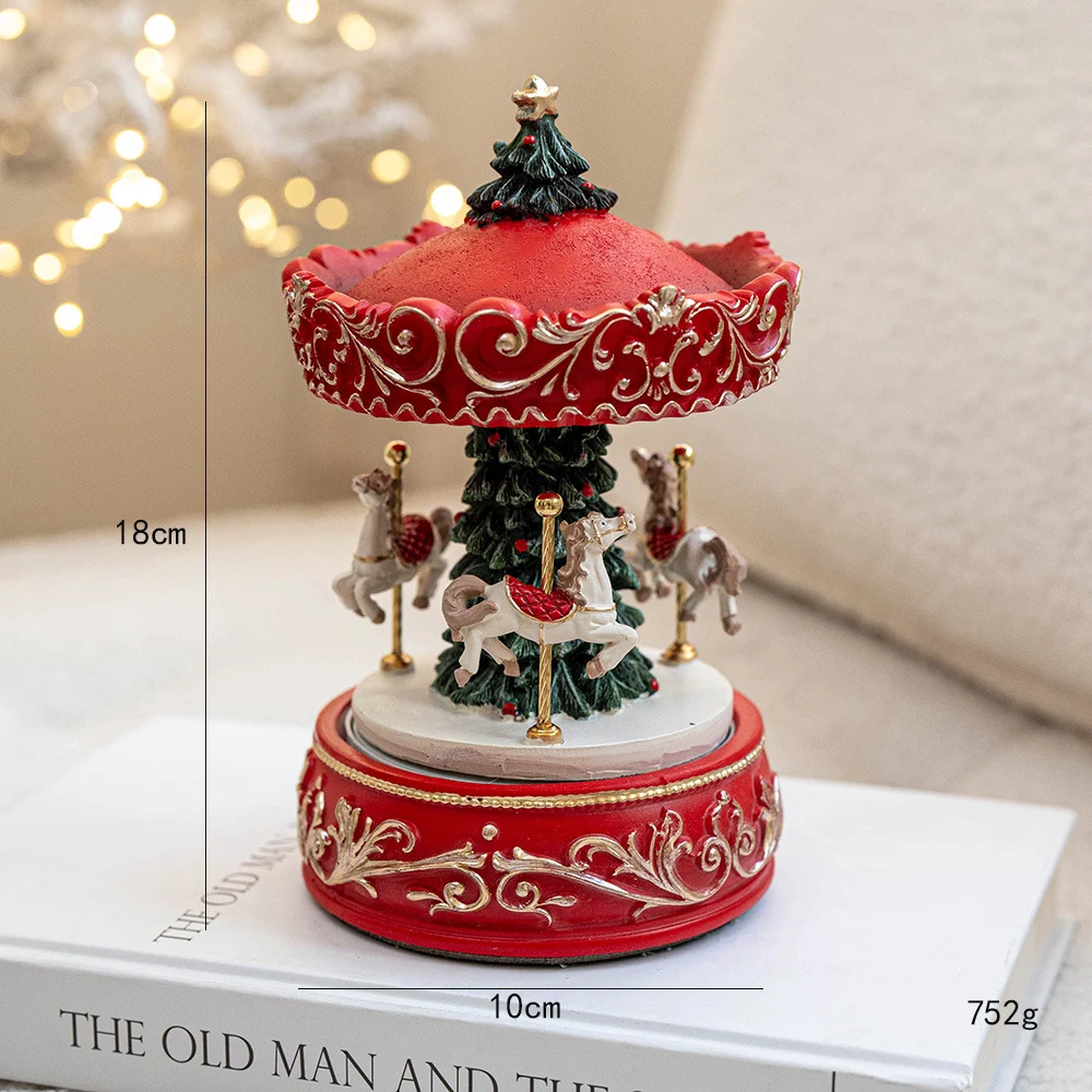 Christmas Resin Carousel Tree Mechanical Music Box — image 5