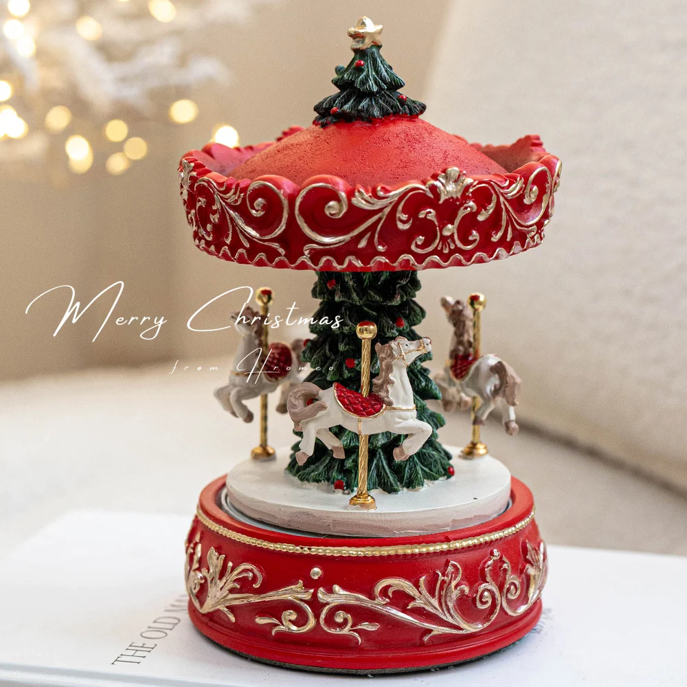 Christmas Resin Carousel Tree Mechanical Music Box — image 6