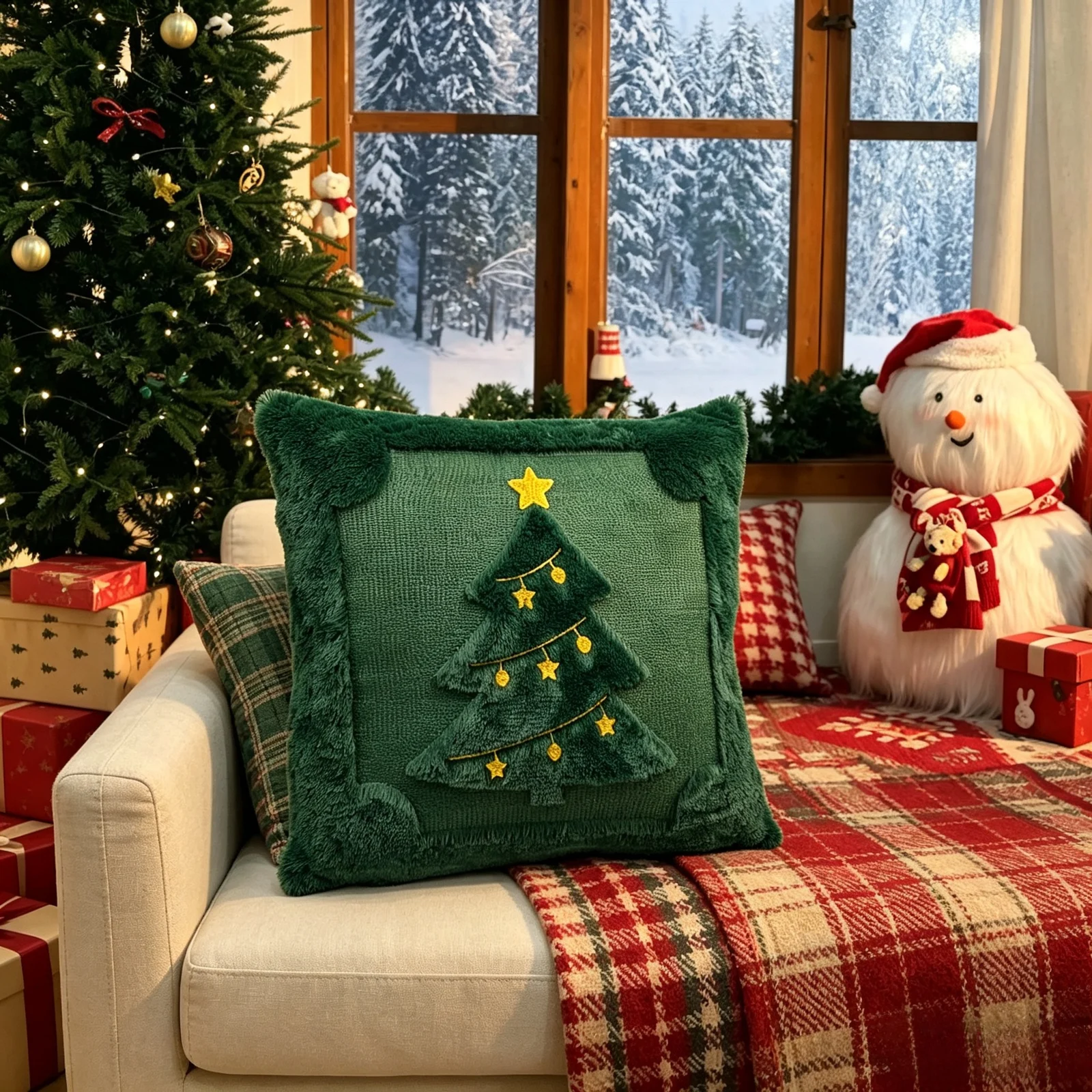 Christmas Throw Pillow Covers Set Of 2, 18 X Inch Soft Plush Faux Fur, Santa Claus… — variant image