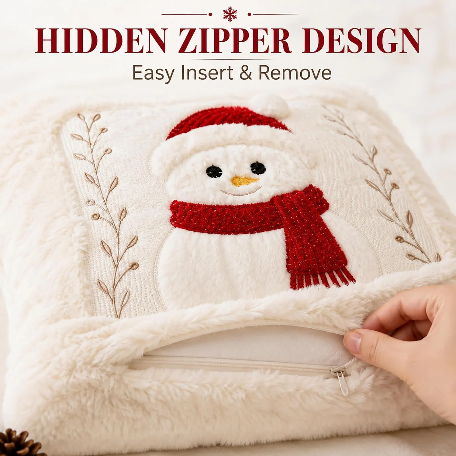 Christmas Throw Pillow Covers Set Of 2, 18 X Inch Soft Plush Faux Fur, Santa Claus… — image 7