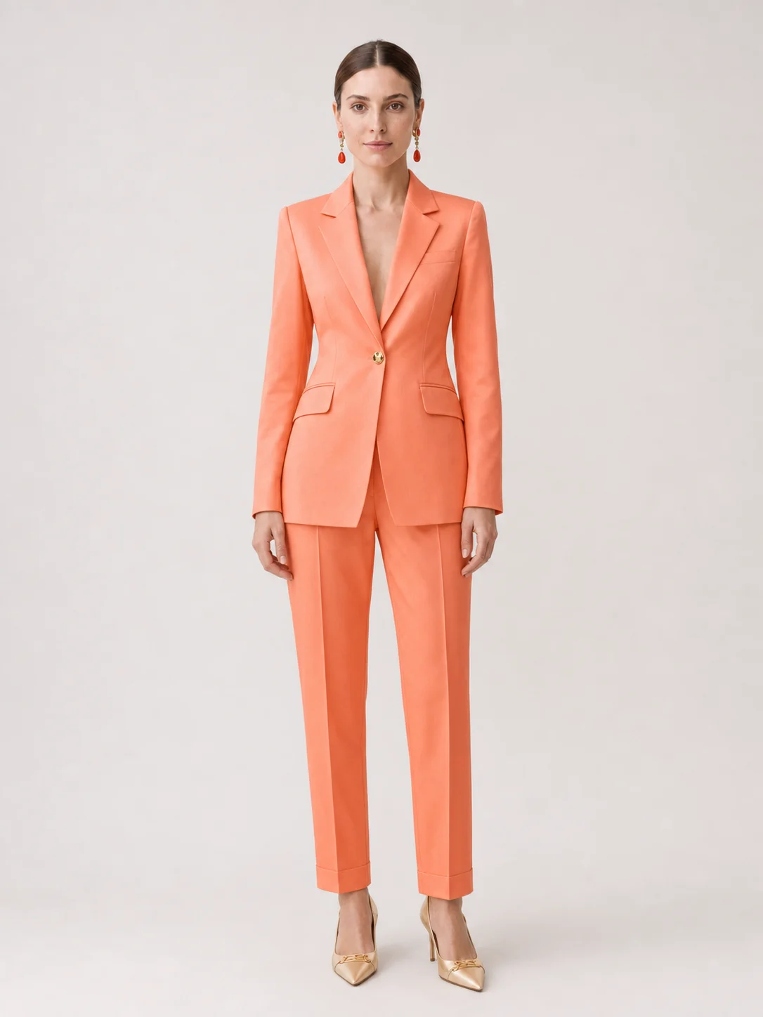 Classic Orange Tailored Pant Suit — image 2