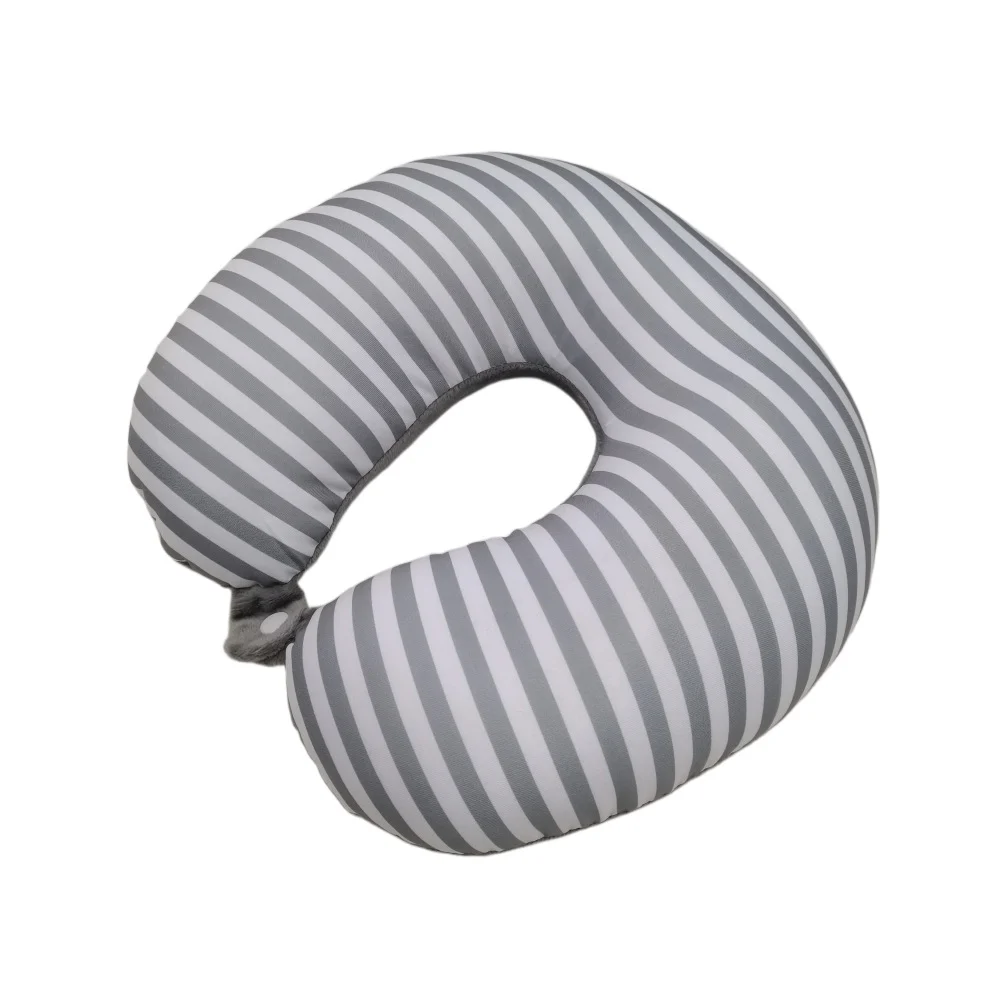 Classic Stripe Micro Bead U Shaped Neck Pillow, Snap Button Portable Travel Pillow For… — image 2