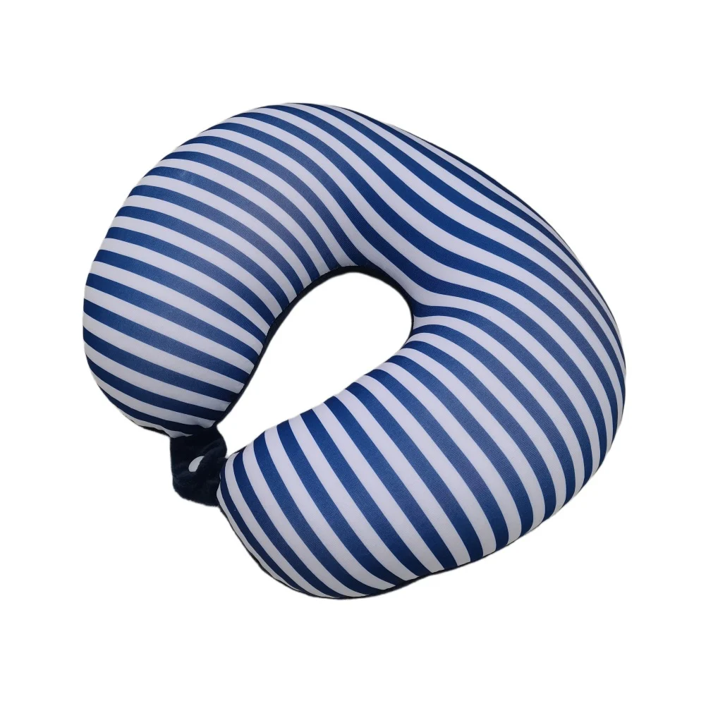 Classic Stripe Micro Bead U Shaped Neck Pillow, Snap Button Portable Travel Pillow For… — image 4
